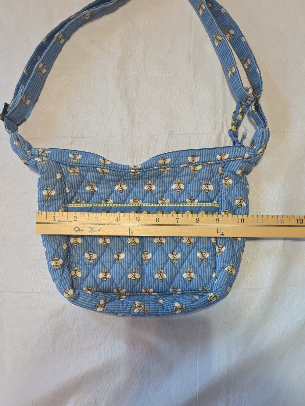 Vera Bradley VTG Y2K Quilted Blue Bees Shoulder Bag Retired Cottage Granny Core - Picture 9 of 10
